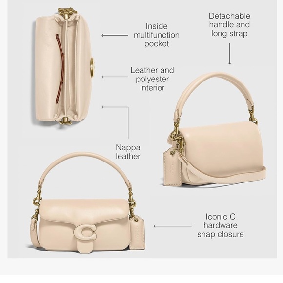 Coach Women's Leather Covered C Closure Pillow Tabby Shoulder bag 18,crossbody - Picture 8 of 15